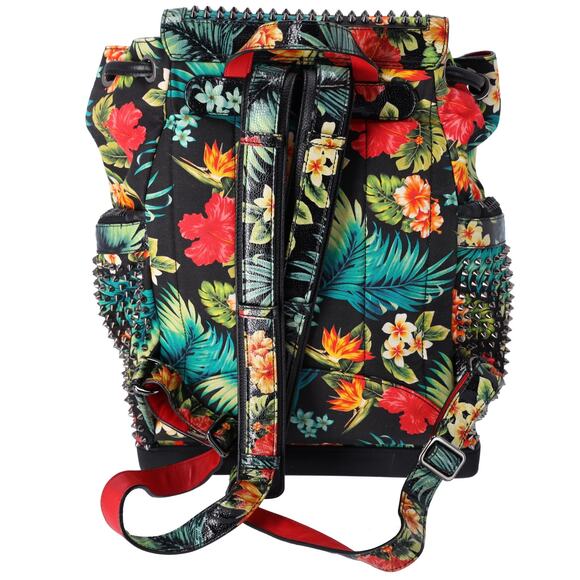 Christian Louboutin Explorer Funk Backpack Black Green Multi Canvas Floral - Picture 3 of 6